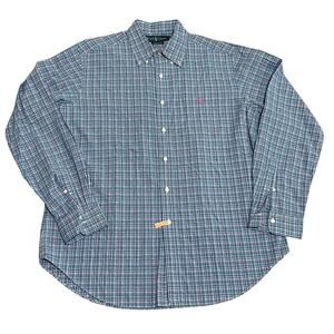 Ralph Lauren Mens L Plaid Button Down Casual Dress Classic Fit Shirt Pink Pony